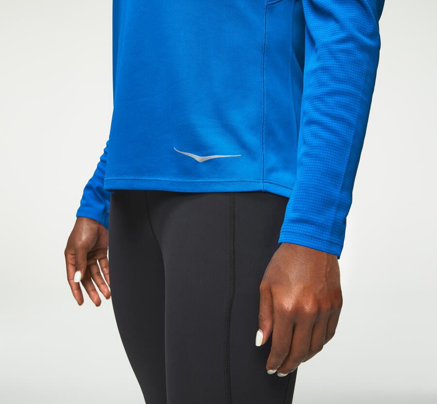 Hoka One One Performance Lång Sleeve Top Dam - Blå - TSFPC-1627